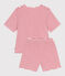 Women's stripy cotton short pyjamas MARSHMALLOW red/SPI