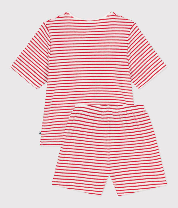 Women's stripy cotton short pyjamas red/red