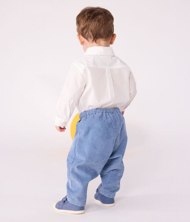 Babies' plain corduroy trousers blue