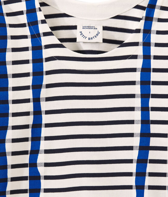 Kimono breton for woman MARSHMALLOW white/SMOKING blue