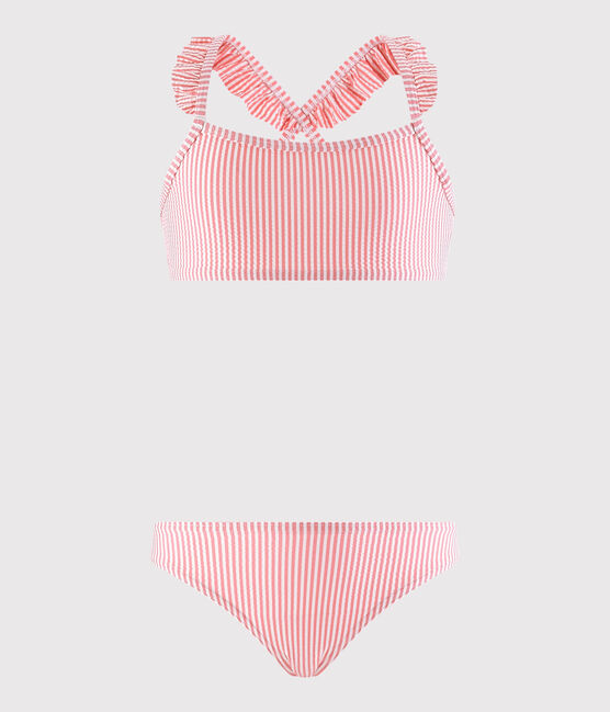 Girls' Two-Piece Recycled Swimsuit GRETEL pink/MARSHMALLOW white