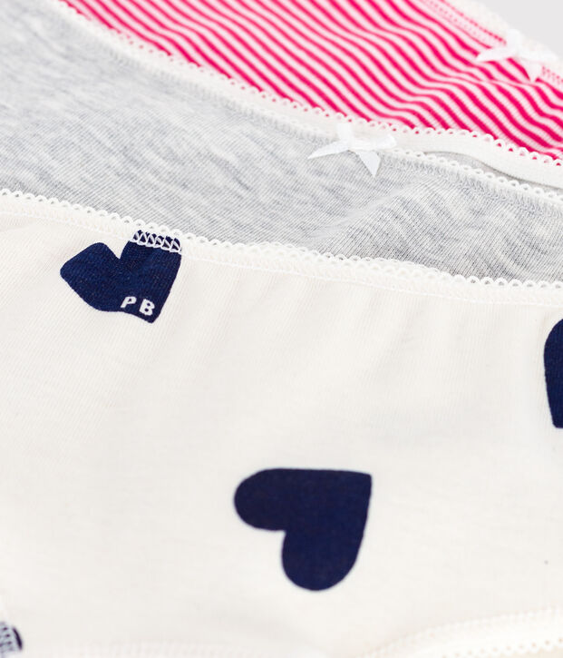 Pack of heart-print cotton shorties for children multicolor