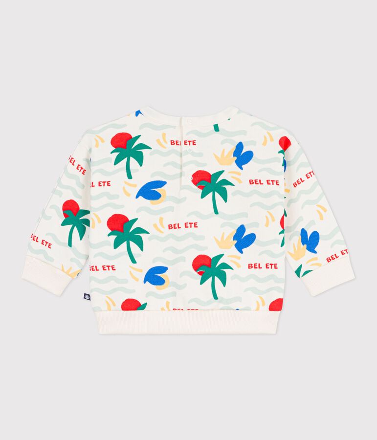 Babies' printed cotton hooded sweatshirt Ecru/multicolor