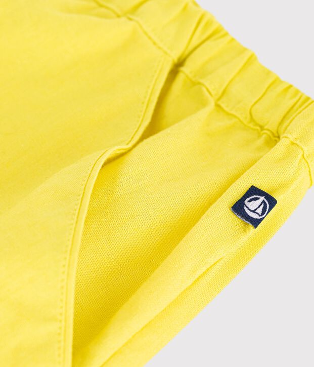 Children's plain cotton shorts yellow
