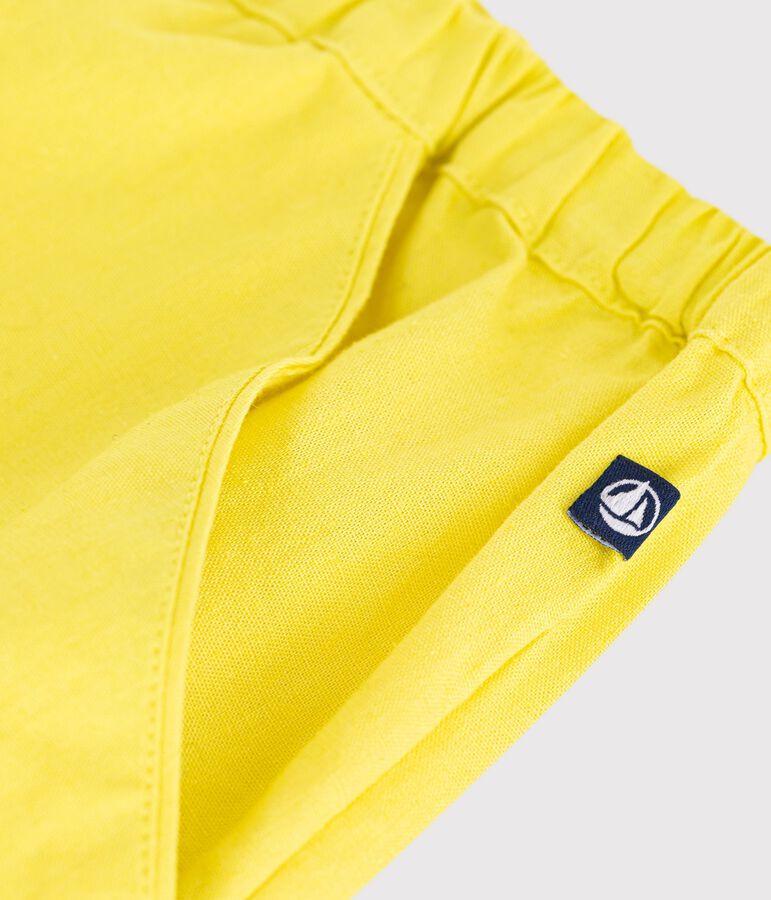 Children's plain cotton shorts yellow