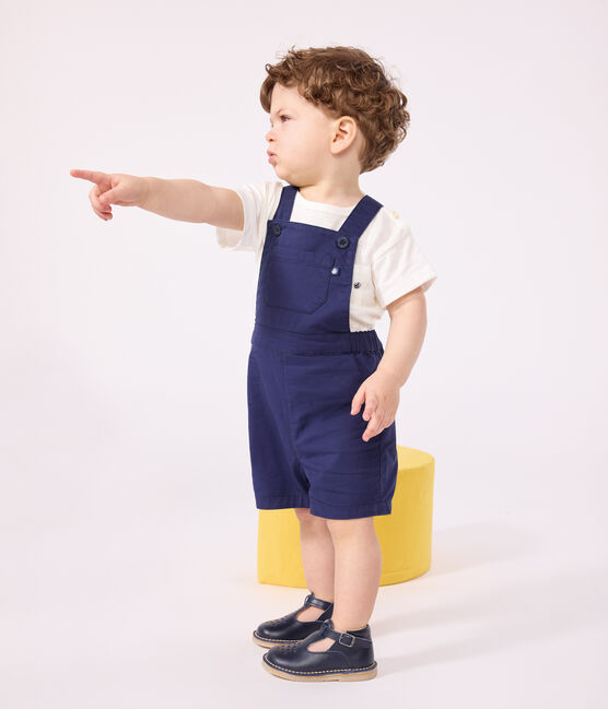 Babies' Serge Dungaree Shorts MEDIEVAL blue