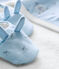 Unisex baby's set of bath towel and slippers FRAICHEUR blue/MULTICO white