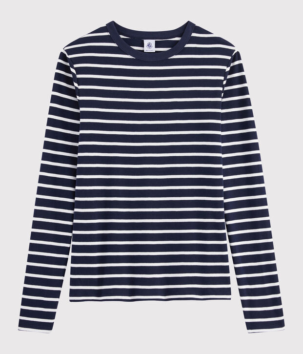 Women's iconic round neck T-shirt blue/white