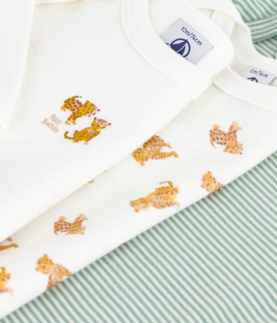 Pack of babies' long-sleeved leopard-print cotton bodies variante 1
