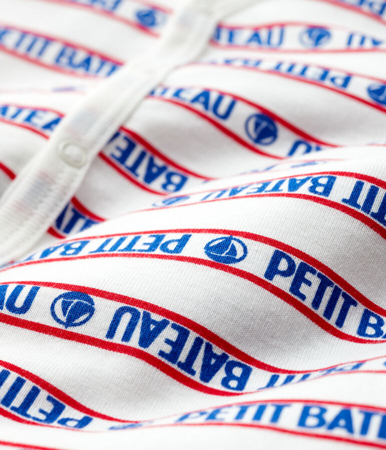 Petit Bateau Babies' Footless Cotton Sleepsuit white/multicolor