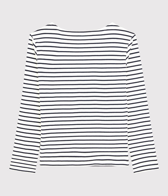 Women's Fine Breton Top. MARSHMALLOW white/SMOKING blue