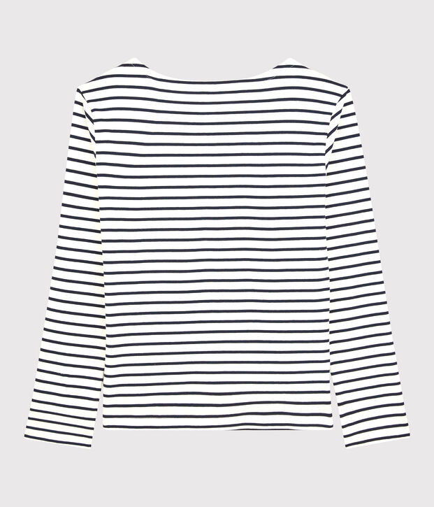 Women's Fine Breton Top. white/blue