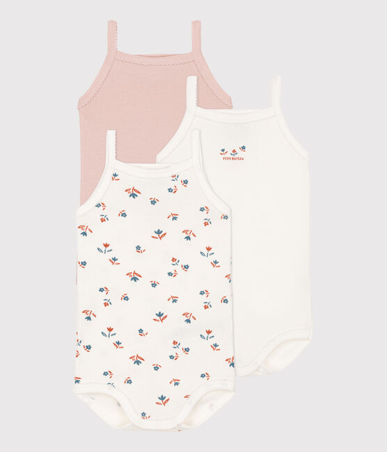Babies' Floral Cotton Bodysuits with Straps - 3-Pack variante 1
