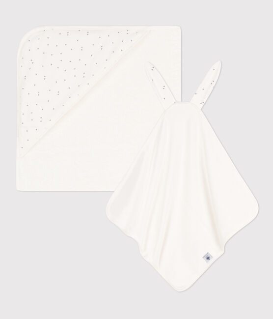 Cotton Bath Wrap and Comforter MARSHMALLOW white/GRIS grey