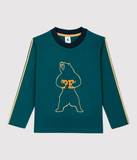 Boys' Long-Sleeved Cotton T-Shirt PINEDE green