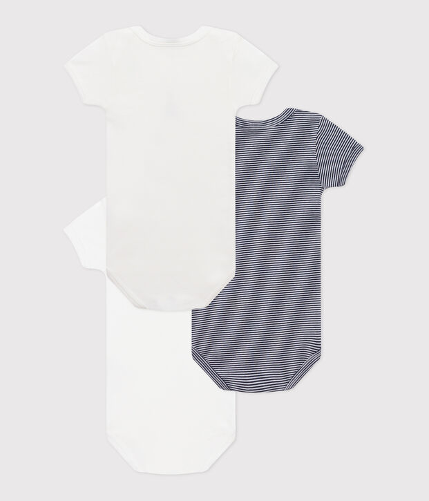 Babies' short-sleeved cotton bodysuits - 3-Pack multicolor