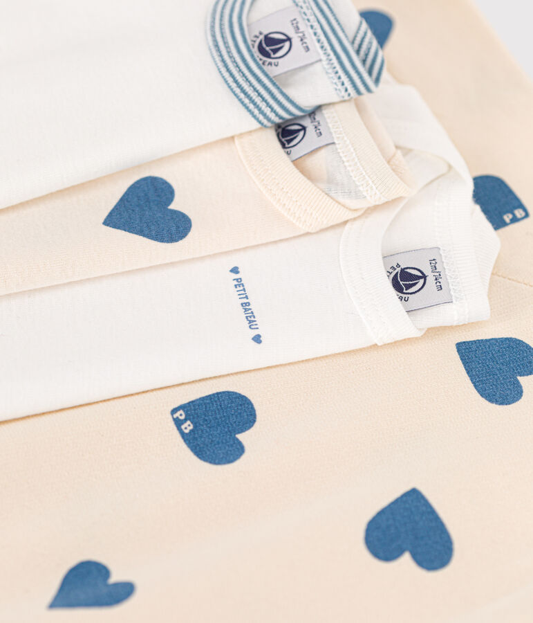 Babies' gift set containing pyjamas and three bodysuits with blue hearts multicolor