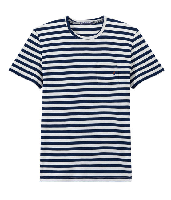 Men's two-tone striped tee MEDIEVAL blue/MARSHMALLOW white