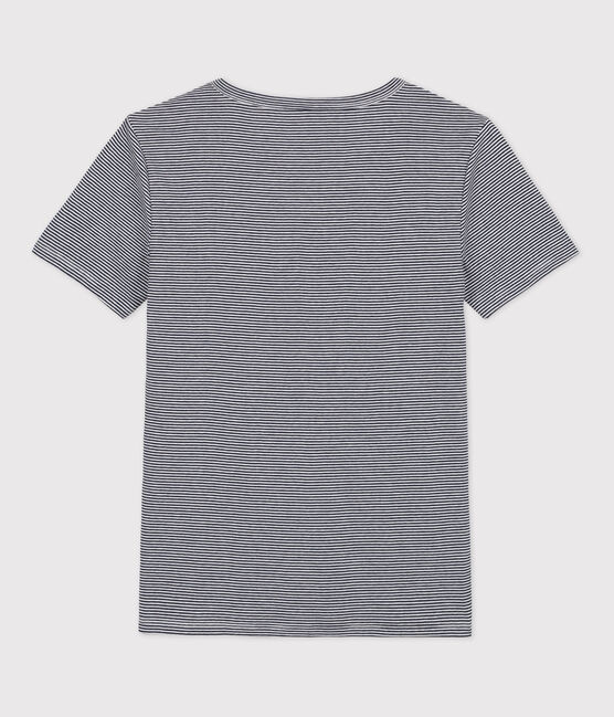 Women's Iconic Cotton V-Neck T-Shirt SMOKING blue/MARSHMALLOW white