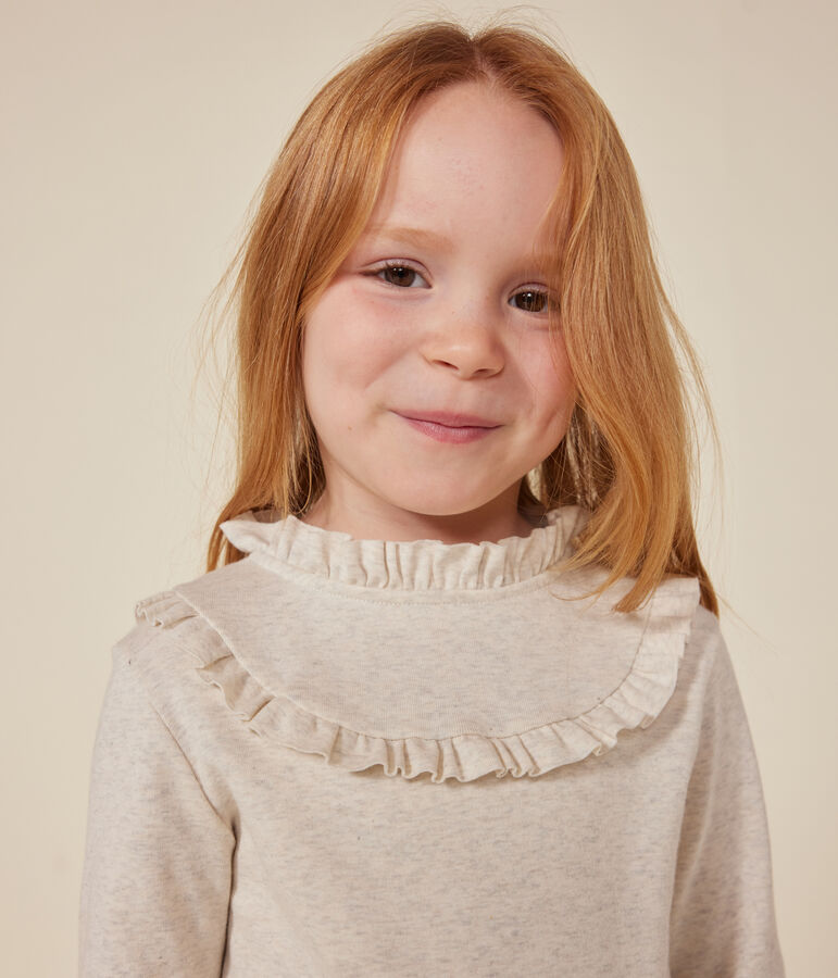Girls long-sleeved ribbed T-shirt beige