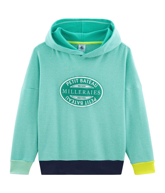 Child's Ribbed Hoody ESPERANZA green/MARSHMALLOW white