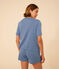 Women's openwork cotton pyjama shorts and plain T-shirt BEACH blue