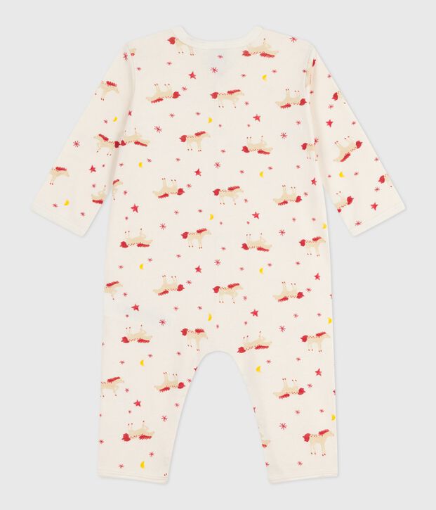 Babies' horse-print cotton footless pyjama suit Ecru/multicolor
