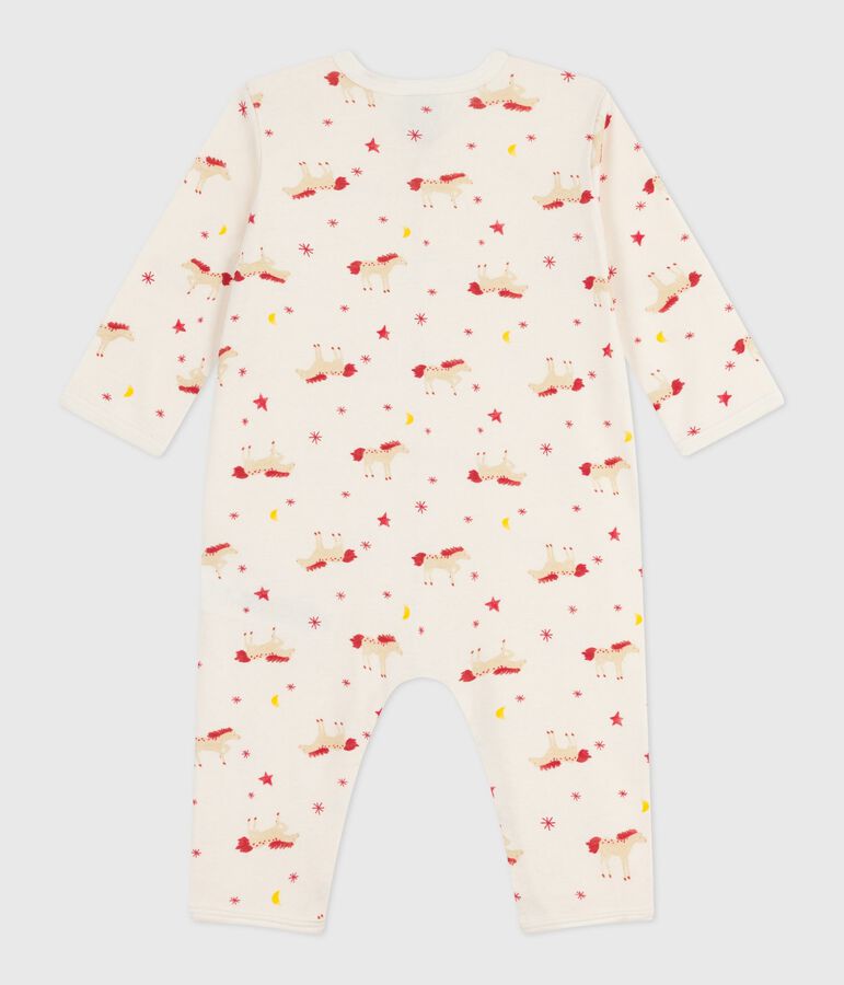 Babies' horse-print cotton footless pyjama suit Ecru/multicolor