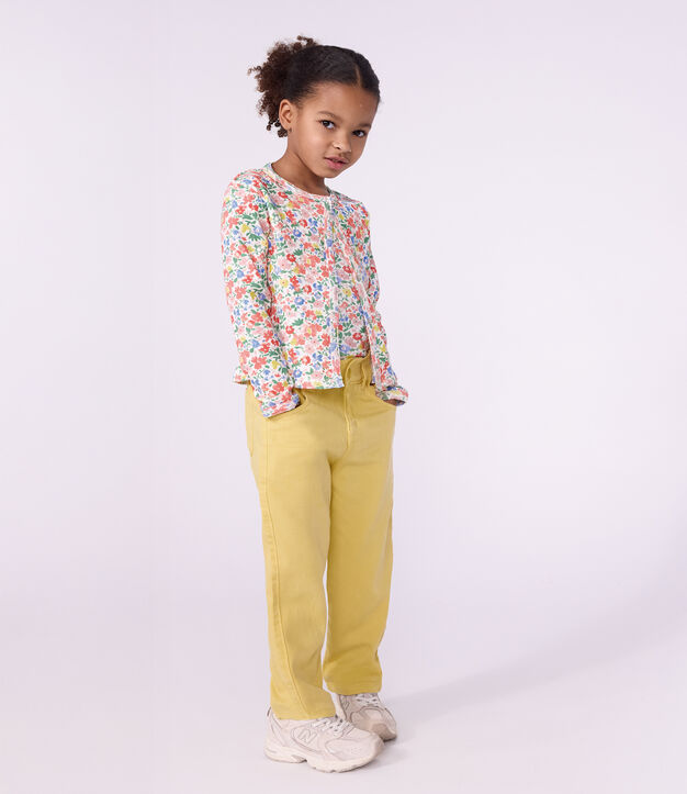 Children's cotton cardigan with flowers white/multicolor