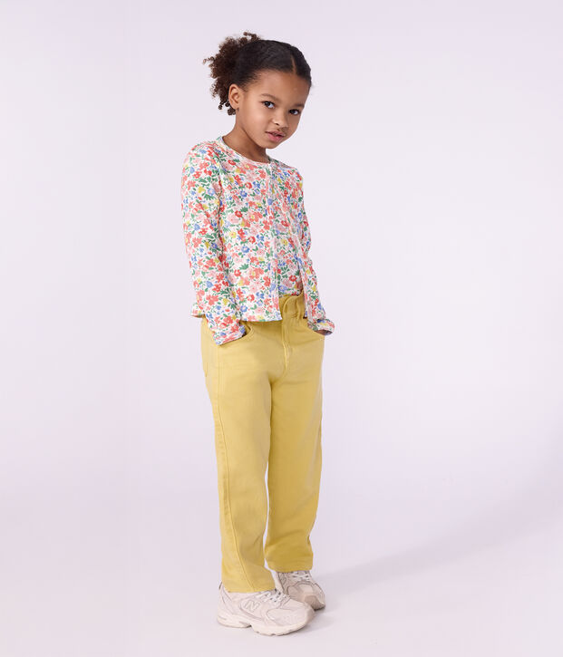 Children's cotton cardigan with flowers white/multicolor