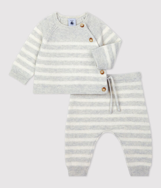 Babies' Striped Knitted Clothing - 2-Piece Set MONTELIMAR beige/MARSHMALLOW grey