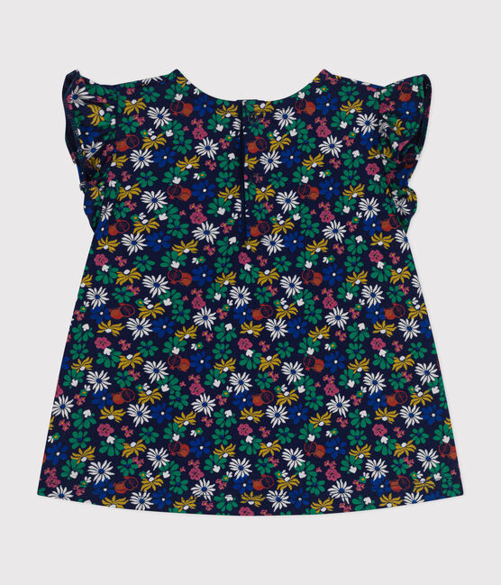 Babies' Sleeveless Jersey Blouse MEDIEVAL blue/MULTICO white