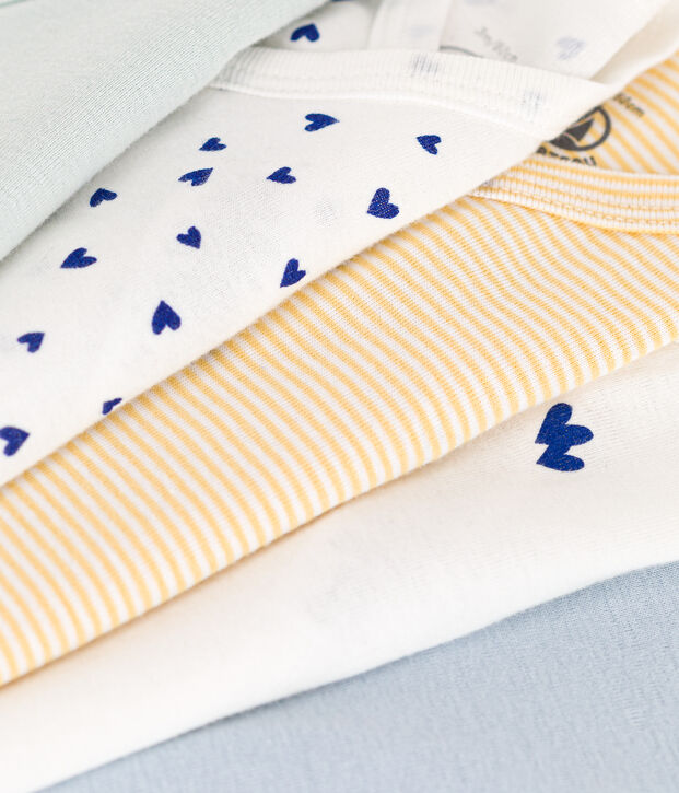 Long-Sleeved Wrapover Cotton Bodysuits - 5-Pack multicolor