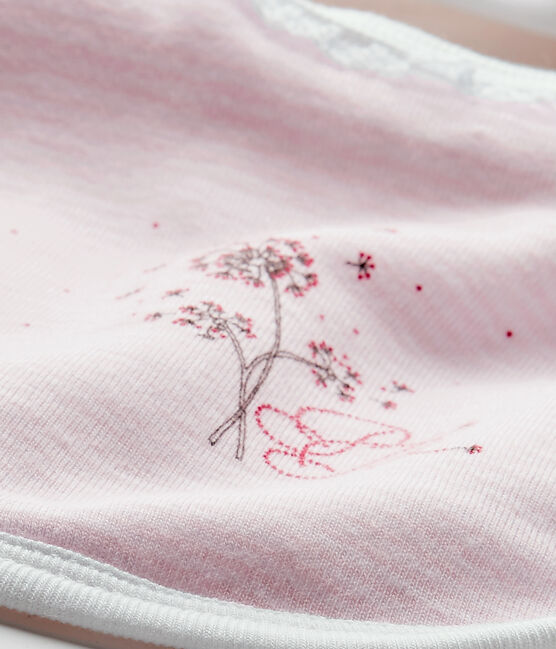 Baby girls' lined bib VIENNE pink/ECUME white