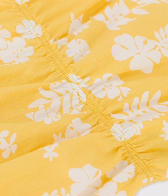 Babies' Poplin Hawaii Print Short Playsuit ORGE yellow/MARSHMALLOW white