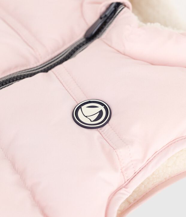 Baby's reversible sleeveless puffer jacket pink/ecru