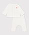 Baby set in plain embroidered cotton chest white