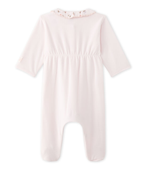 Baby girl's velours sleeper pink