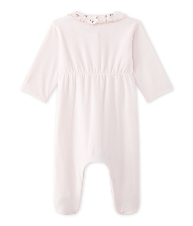 Baby girl's velours sleeper pink