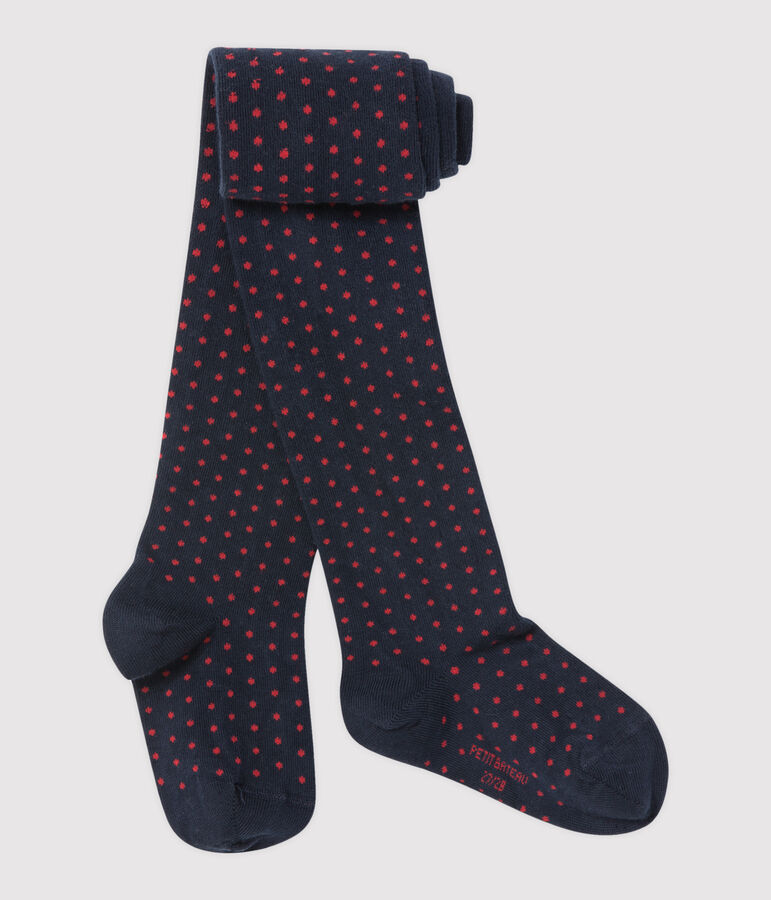 Girl's polka dot tights blue/red