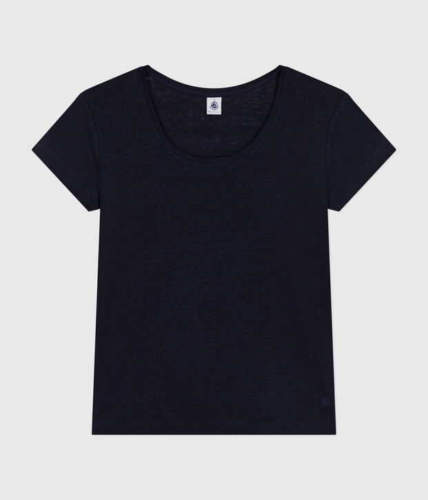 Women's Straight Round-Neck Linen T-Shirt SMOKING