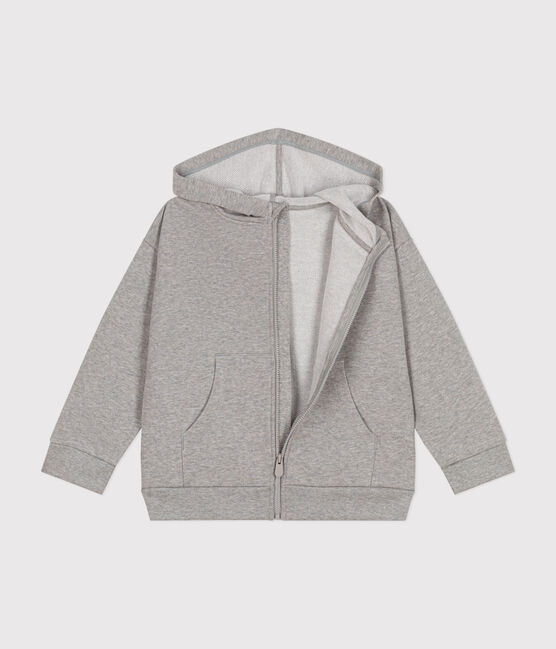 Boys' zip-up fleece hoodie CHATON CHINE grey