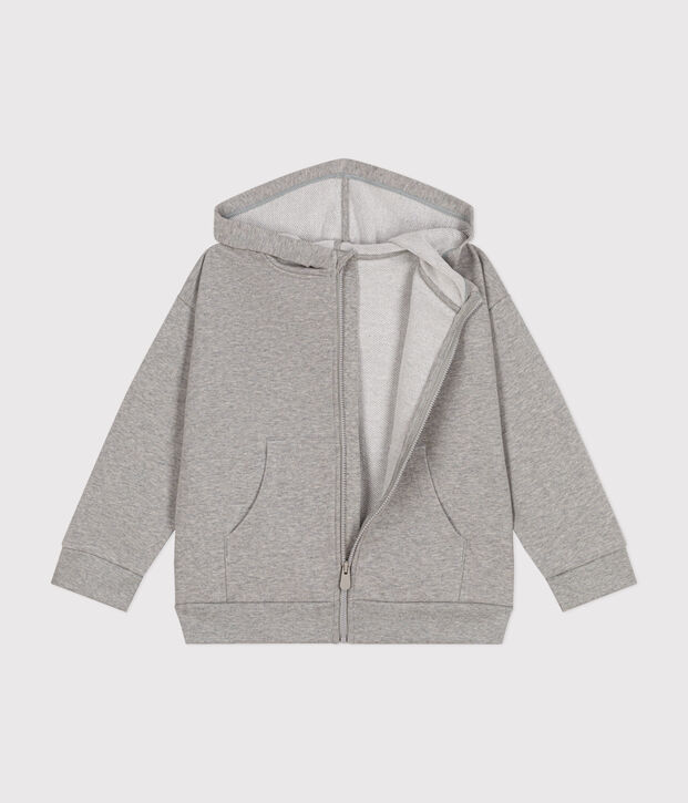 Boys' zip-up fleece hoodie grey