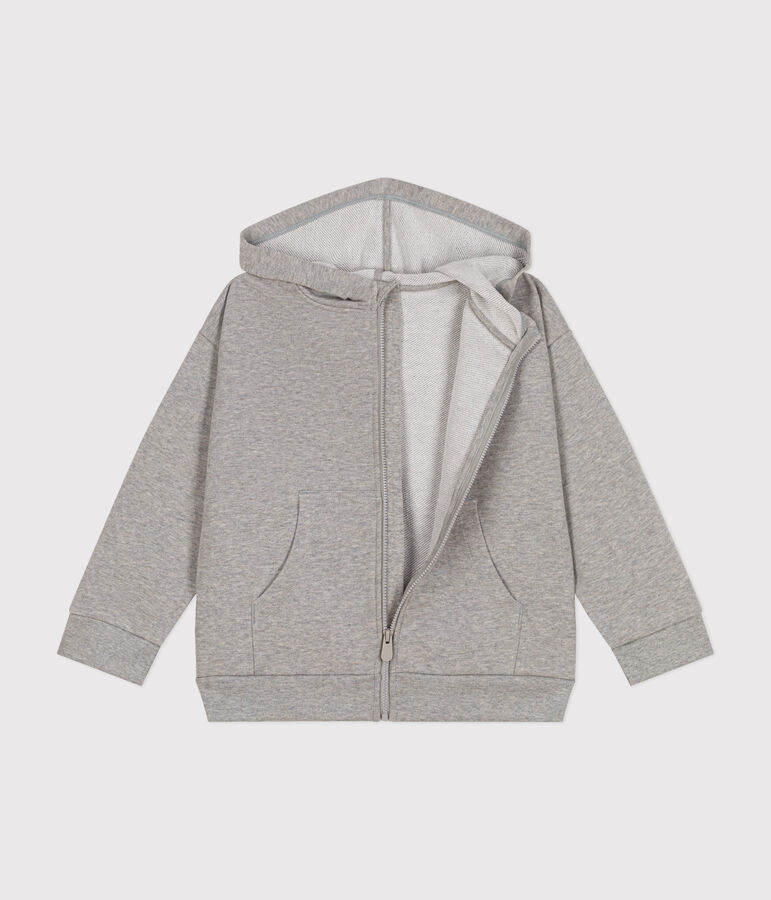 Boys' zip-up fleece hoodie grey