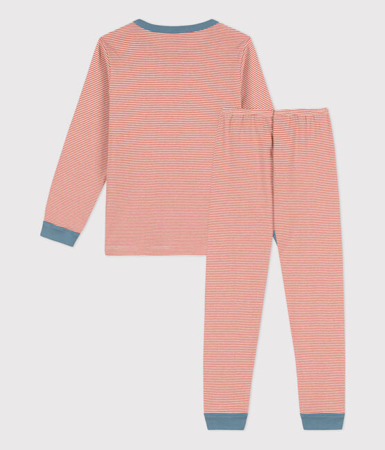 Children's Unisex Pinstriped Cotton Pyjamas BRANDY pink/MARSHMALLOW white