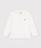 Children's plain long-sleeved cotton polo shirt white