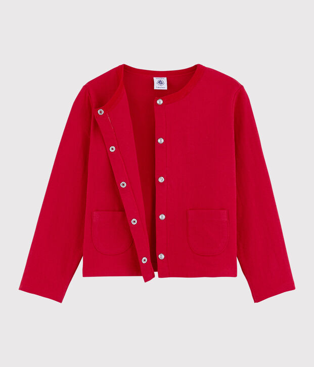 Girls' Tube Knit Cardigan red