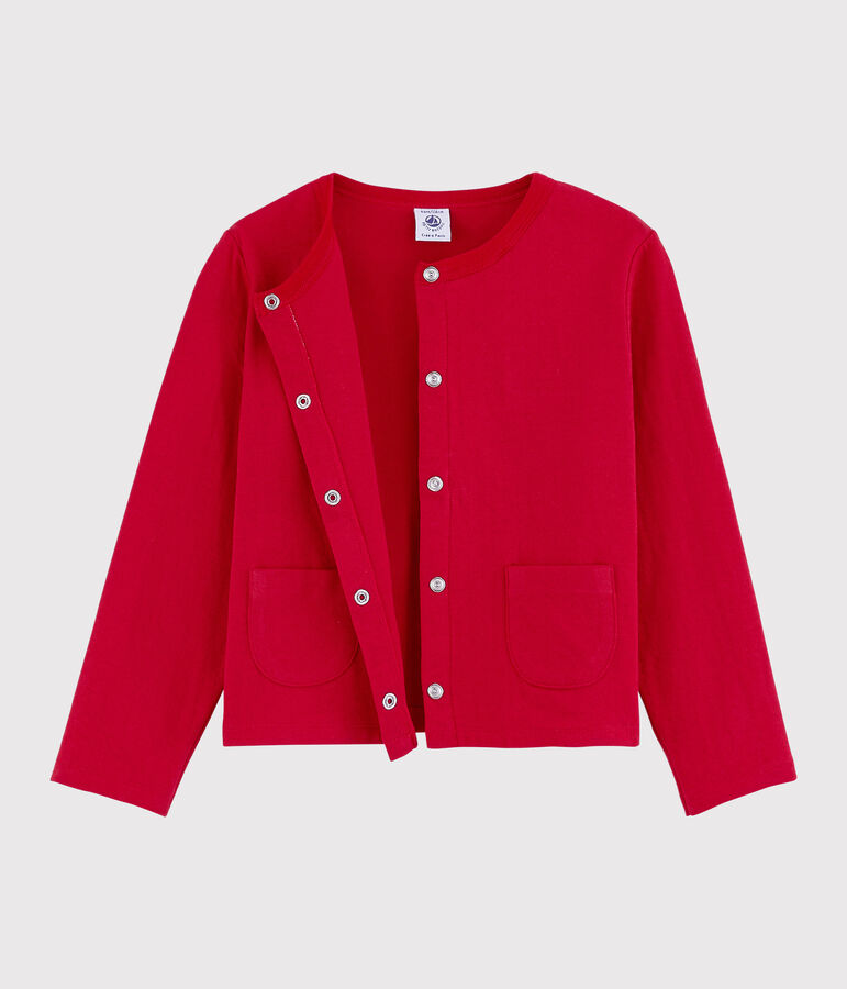 Girls' Tube Knit Cardigan red