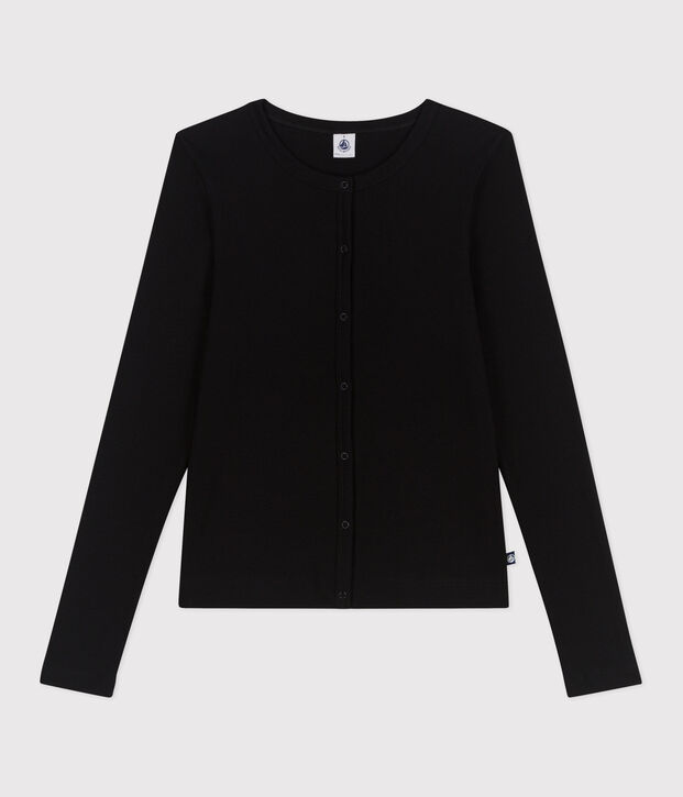 Women's plain cotton cardigan black
