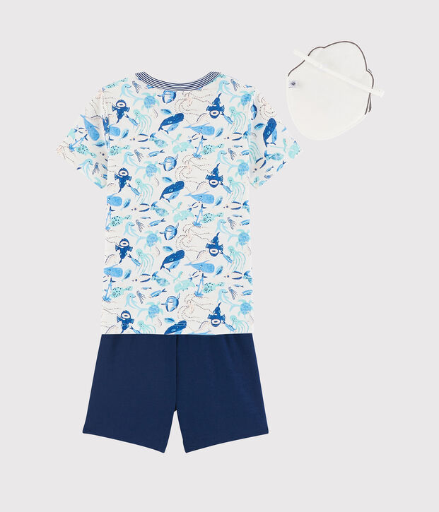 Unisex Fancy Dress Cotton Shark Short Pyjamas white/multicolor